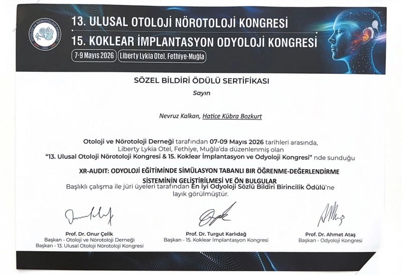 odyoloji eğitiminde simülasyon birincilik ödülü xr audit